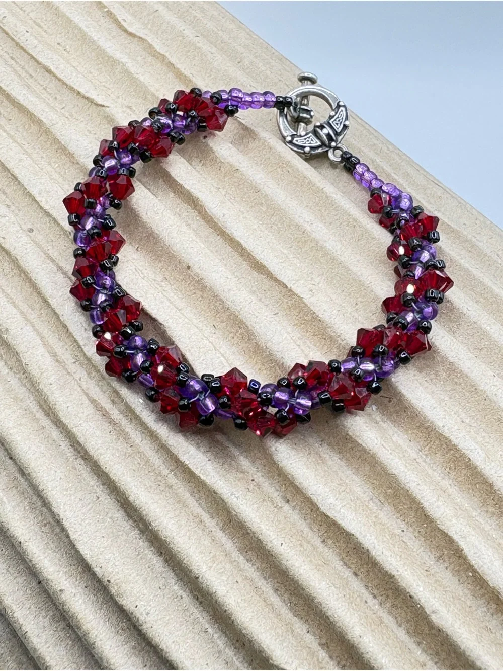 Austrian Swarovski Crystal Handmade Red & Purple Beaded Women's Bracelet